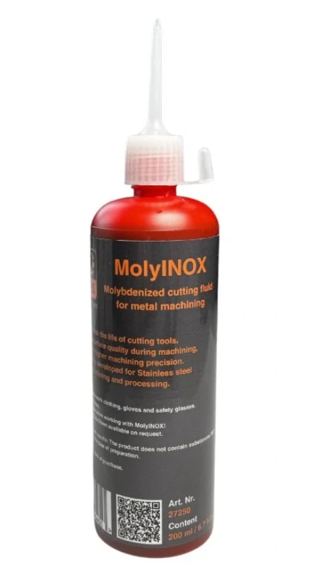 Molybdenizovaná řezná kapalina MolyINOX pro obrábění kovu, 6x200 ml