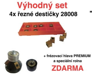 Set 4x Povlakované řezné destičky PREMIUM s hranou 8 mm (10ks/bal) frézovací hlava PREMIUM + rolna ZDARMA